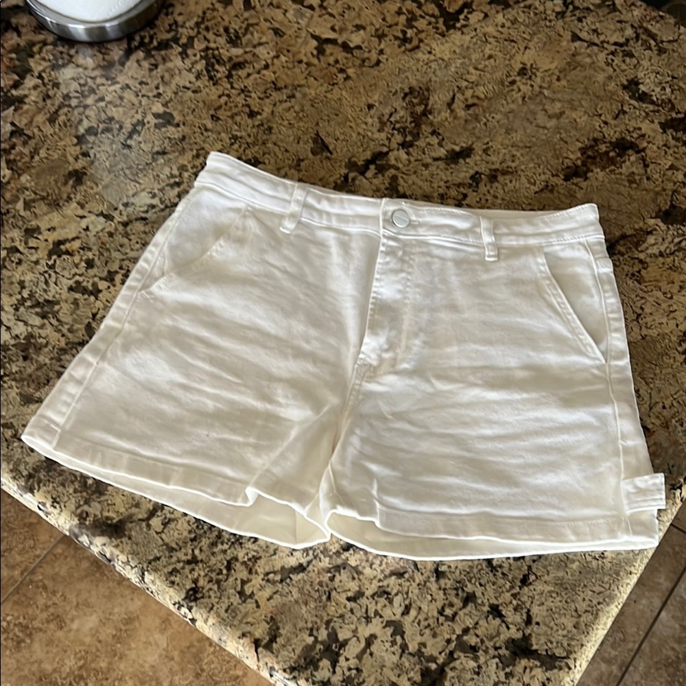 High Waist White Shorts with Tailored Design